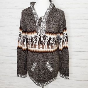 Peruvian Sweater Hoodie Llama Print